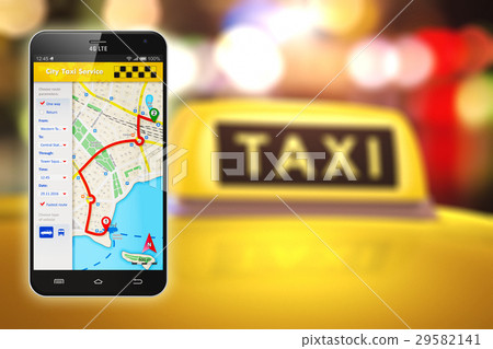 Smartphone with taxi service internet application Smartphone with taxi service internet application 29582141