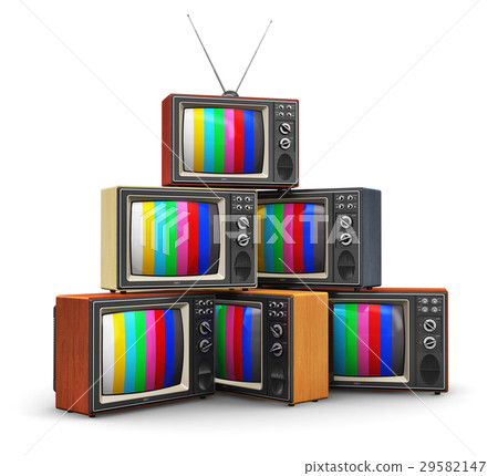 Stack of old color TV 29582147