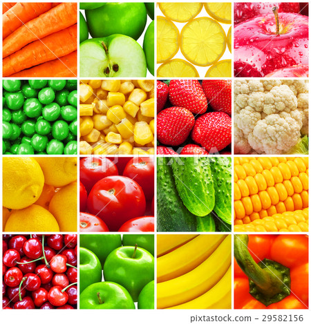 Collage from fresh fruits and vegetables 29582156