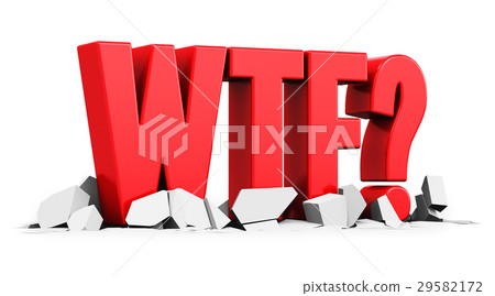 Red WTF? text on white cracked surface 29582172