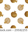 Gold abstract pomegranate pattern. Hand painted. 29582255