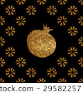 Gold abstract pomegranate pattern. Hand painted. 29582257