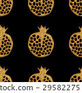 Gold abstract pomegranate pattern. Hand painted. 29582275