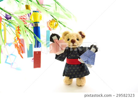 Tanabata Bears decorate bamboo leaves 29582323