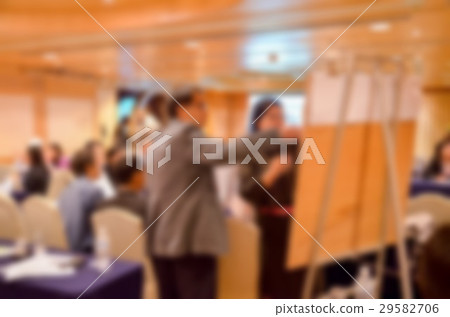 Abstract blurred people lecture in seminar  29582706