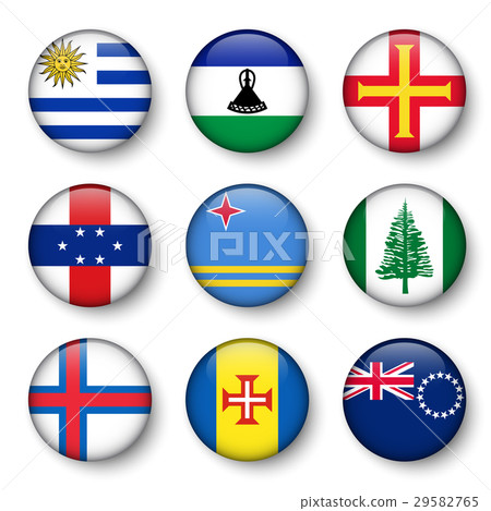Set of world flags round badges  29582765