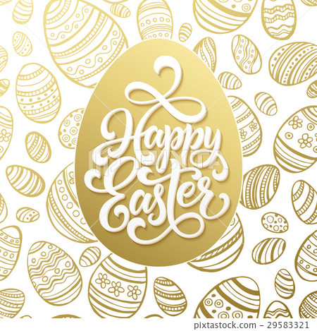 Happy Easter greeting lettering on golden seamless Happy Easter greeting lettering on golden seamless 29583321