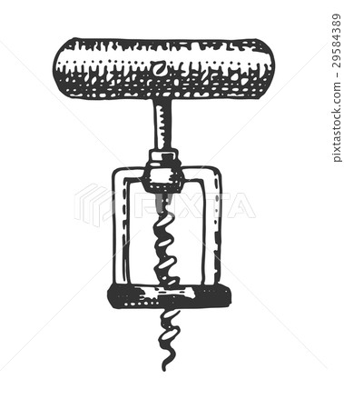 corkscrew isolated on white hand drawn engraved corkscrew isolated on white hand drawn engraved 29584389