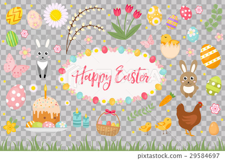 Happy Easter collection object, design element Happy Easter collection object, design element 29584697