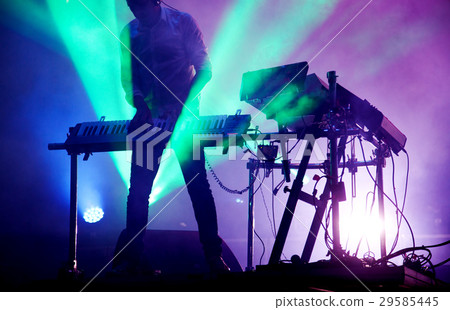 disc jokey mixing on stage  29585445