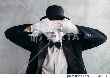 Circus artist posing, pantomime with white makeup 29585531