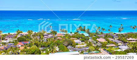 夏威夷Lanikai住宅區和大海 29587269
