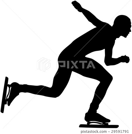 side view black silhouette athlete speed skating side view black silhouette athlete speed skating 29591791