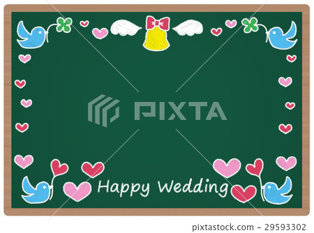 婚禮黑板上有藍鳥和心 29593302