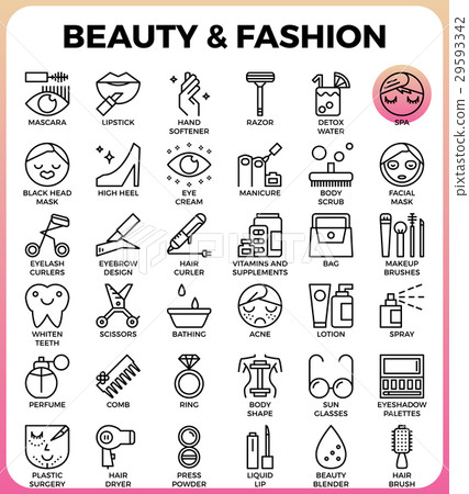 Beauty and Fashion icon set 29593342