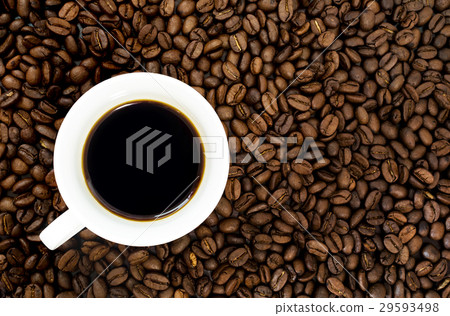 top view of cup of hot coffee top view of cup of hot coffee 29593498