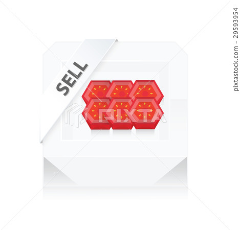 Sell Box Tomato Sliced 3D Origami Icon 29593954