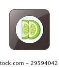Sliced Green Tomato 3D Icon  and button 29594042