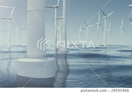 Offshore wind turbine farm in the sea, ocean Offshore wind turbine farm in the sea, ocean 29595408