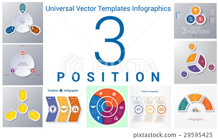 Universal templates set infographics 3 positions 29595425