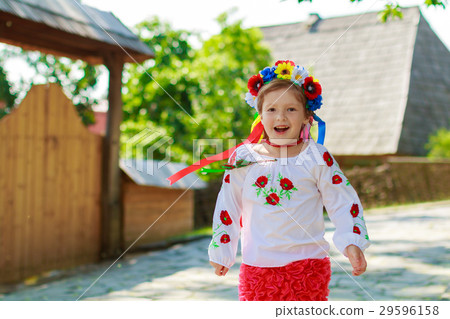 sets of Ukrainian traditional wreaths against  29596158