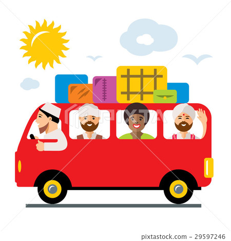 Vecctor Refugees bus. Illegal migration. 29597246