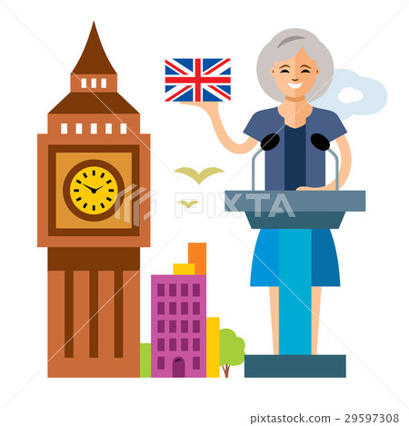 Vector United Kingdom policy. Woman politician. Vector United Kingdom policy. Woman politician. 29597308