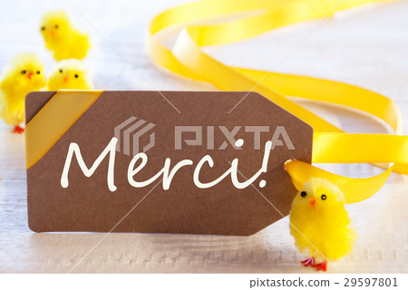 Easter Label, Chicks, Merci Means Thank You 29597801