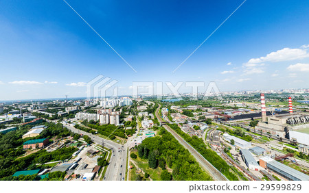 Aerial city view with roads, houses and buildings. 29599829