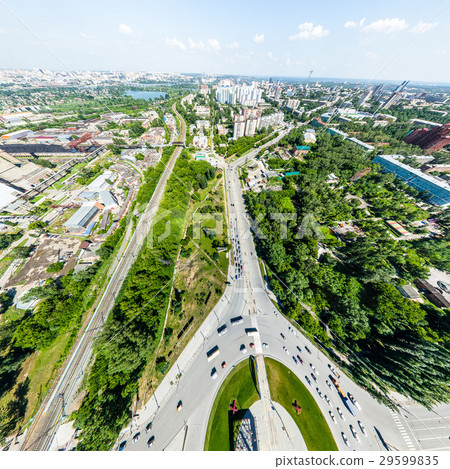 Aerial city view with roads, houses and buildings. 29599835