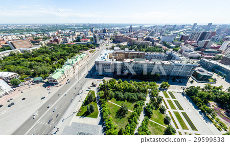 Aerial city view with roads, houses and buildings. 29599838