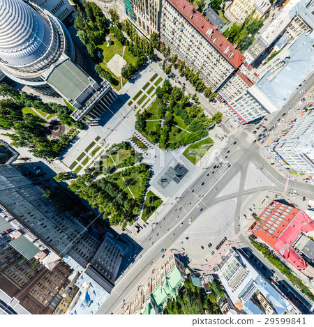 Aerial city view with roads, houses and buildings. 29599841