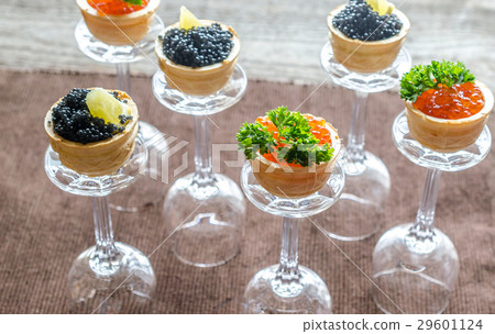 Sandwiches with black and red caviar Sandwiches with black and red caviar 29601124