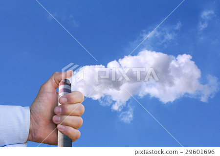 Man making stop to environmental pollution 29601696