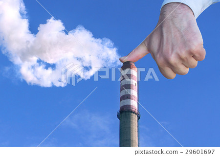 Man making stop to environmental pollution 29601697