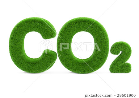 CO2 from grass inscription, 3D rendering CO2 from grass inscription, 3D rendering 29601900