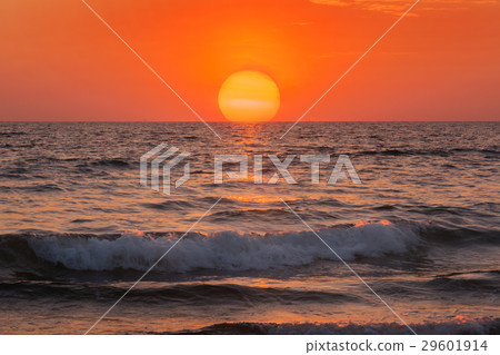 Sunrise or sunset over the sea. Sunrise or sunset over the sea. 29601914