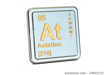 Astatine At, chemical element sign. 3D rendering 29602516