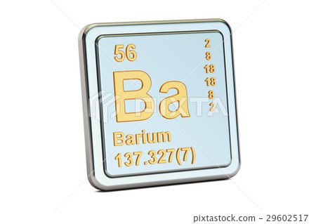 Barium Ba, chemical element sign. 3D rendering 29602517