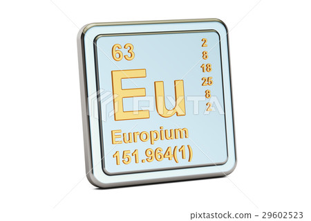 Europium Eu, chemical element sign. 3D rendering Europium Eu, chemical element sign. 3D rendering 29602523