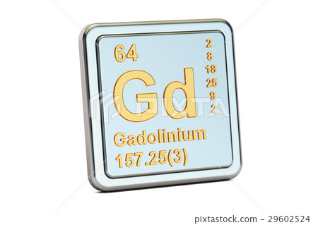 Gadolinium Gd, chemical element sign. 3D rendering Gadolinium Gd, chemical element sign. 3D rendering 29602524