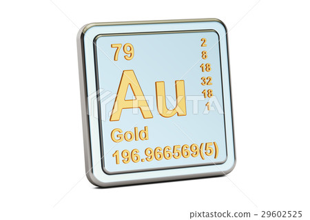 Gold aurum Au, chemical element sign. 3D rendering 29602525