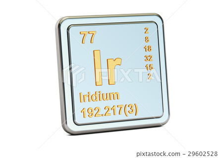 Iridium Ir, chemical element sign. 3D rendering 29602528