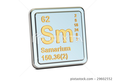 Samarium Sm, chemical element sign. 3D rendering 29602552