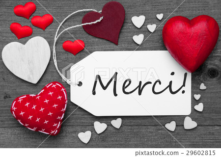Label, Red Hearts, Merci Means Thank You 29602815