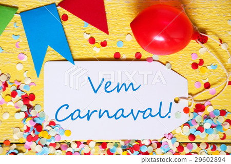 Party Label, Vem Carnaval Means Carnival, Macro Party Label, Vem Carnaval Means Carnival, Macro 29602894