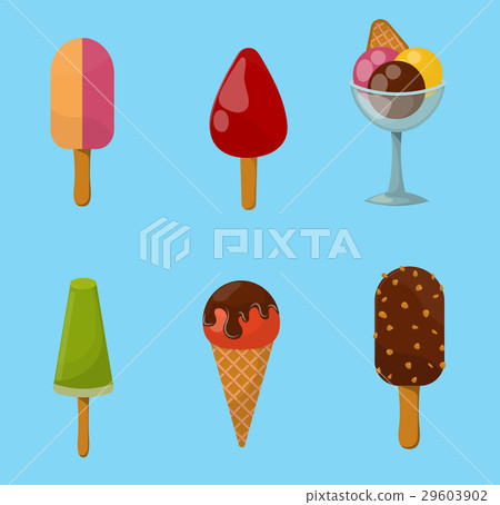 Set ice cartoon colorful cream dessert vector Set ice cartoon colorful cream dessert vector 29603902