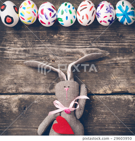 Easter bunny on old boards Easter bunny on old boards 29603950