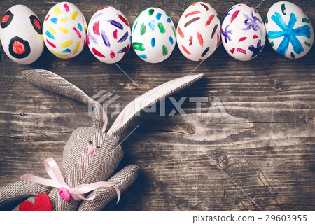 Easter bunny on old boards Easter bunny on old boards 29603955