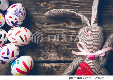 Easter bunny on old boards. 29603989